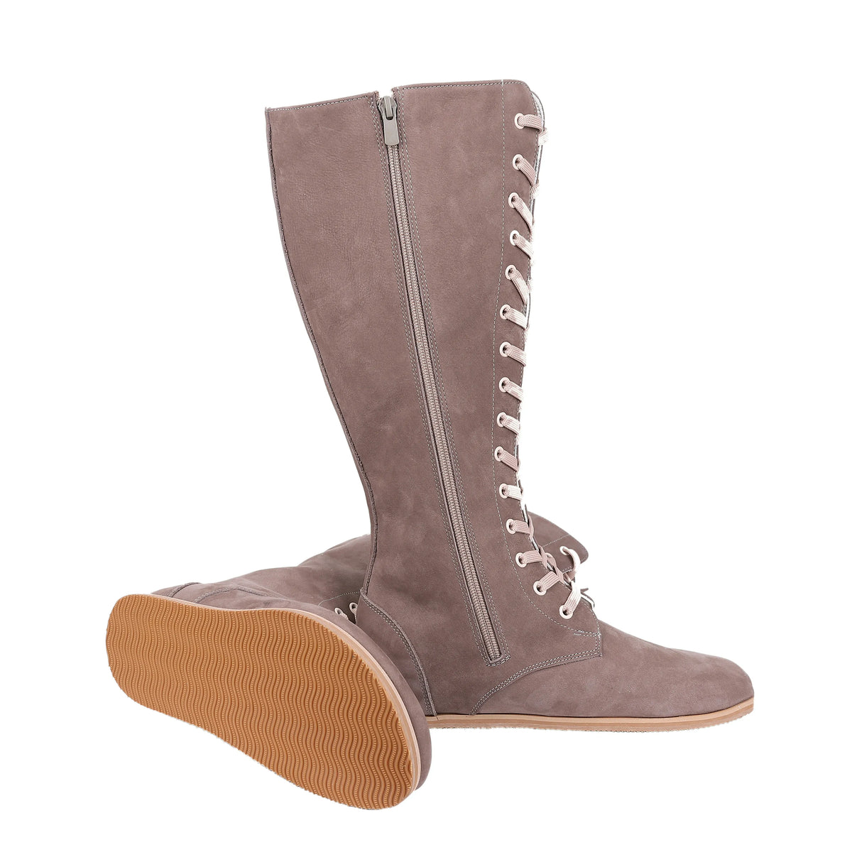 Nubuck Barefoot Laces Knee Boots Shoes – Eva Outsole – Smoked