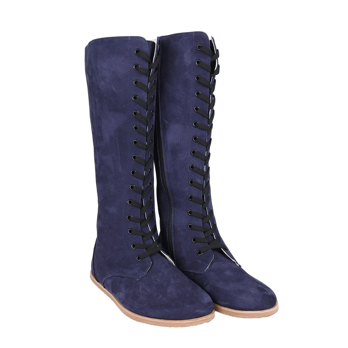 Nubuck Barefoot Laces Knee Boots Shoes – Eva Outsole – Navy Blue