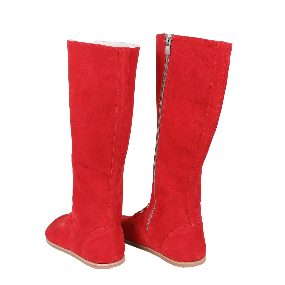Nubuck Barefoot Laces Knee Boots Shoes – Eva Outsole – Red