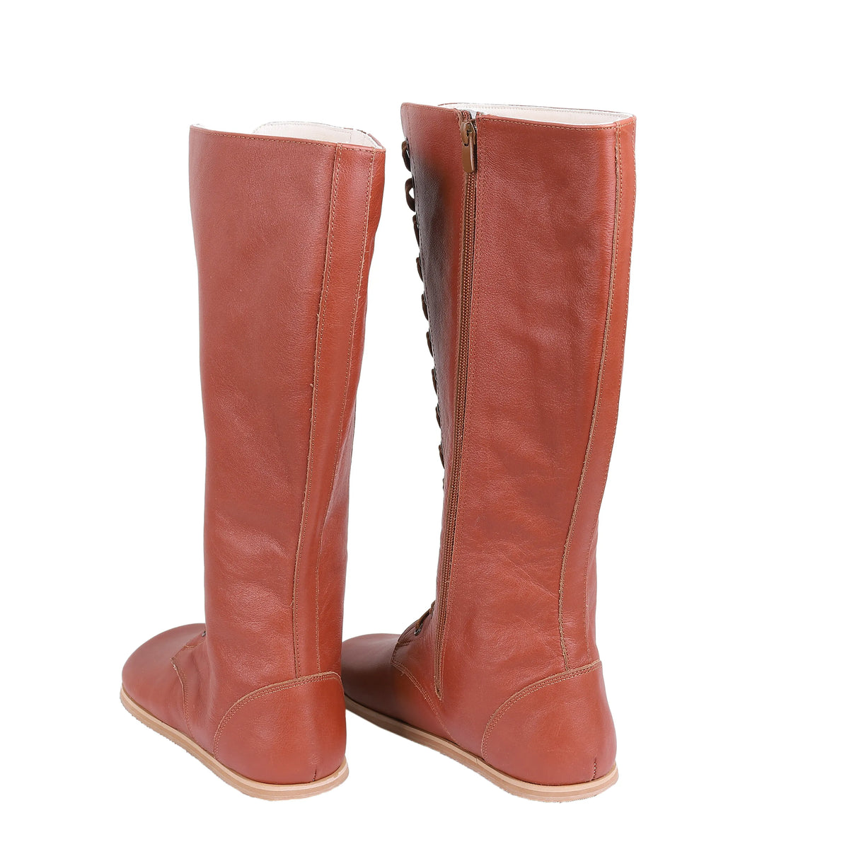 Smooth Barefoot Laces Knee Boots Shoes – Eva Outsole – Brown