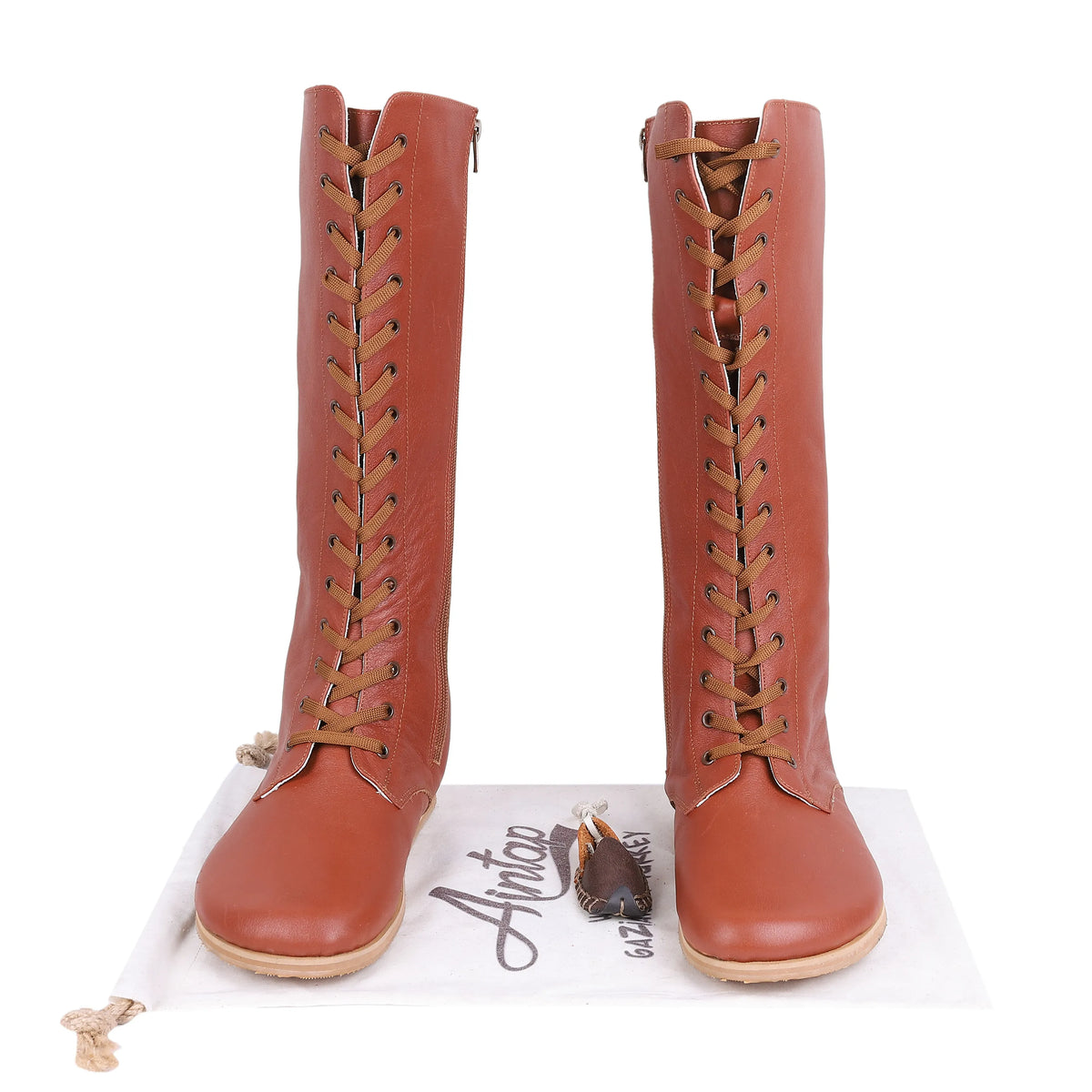 Smooth Barefoot Laces Knee Boots Shoes – Eva Outsole – Brown