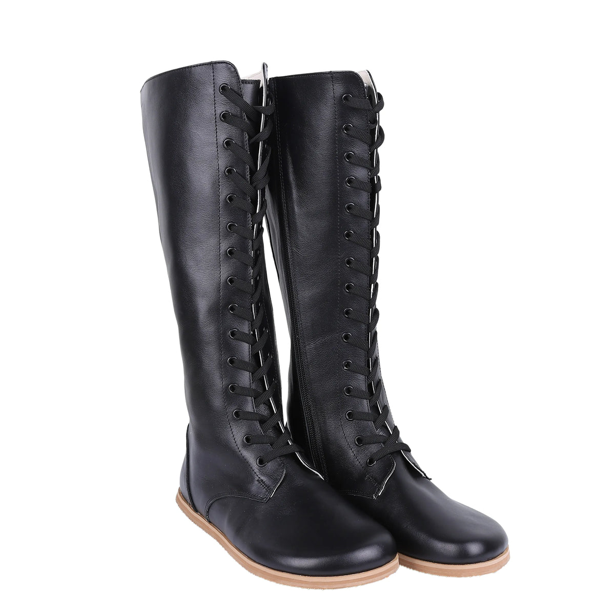 Smooth Barefoot Laces Knee Boots Shoes – Eva Outsole – Black