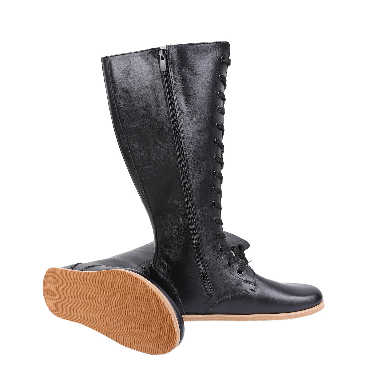 Smooth Barefoot Laces Knee Boots Shoes – Eva Outsole – Black