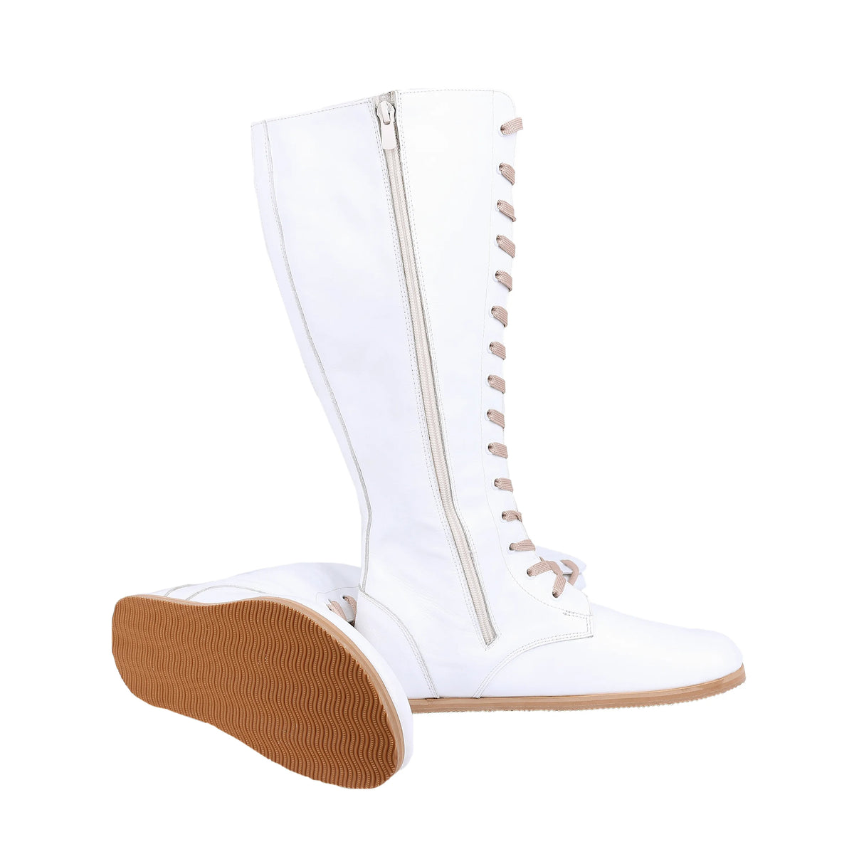 Smooth Barefoot Laces Knee Boots Shoes – Eva Outsole – White