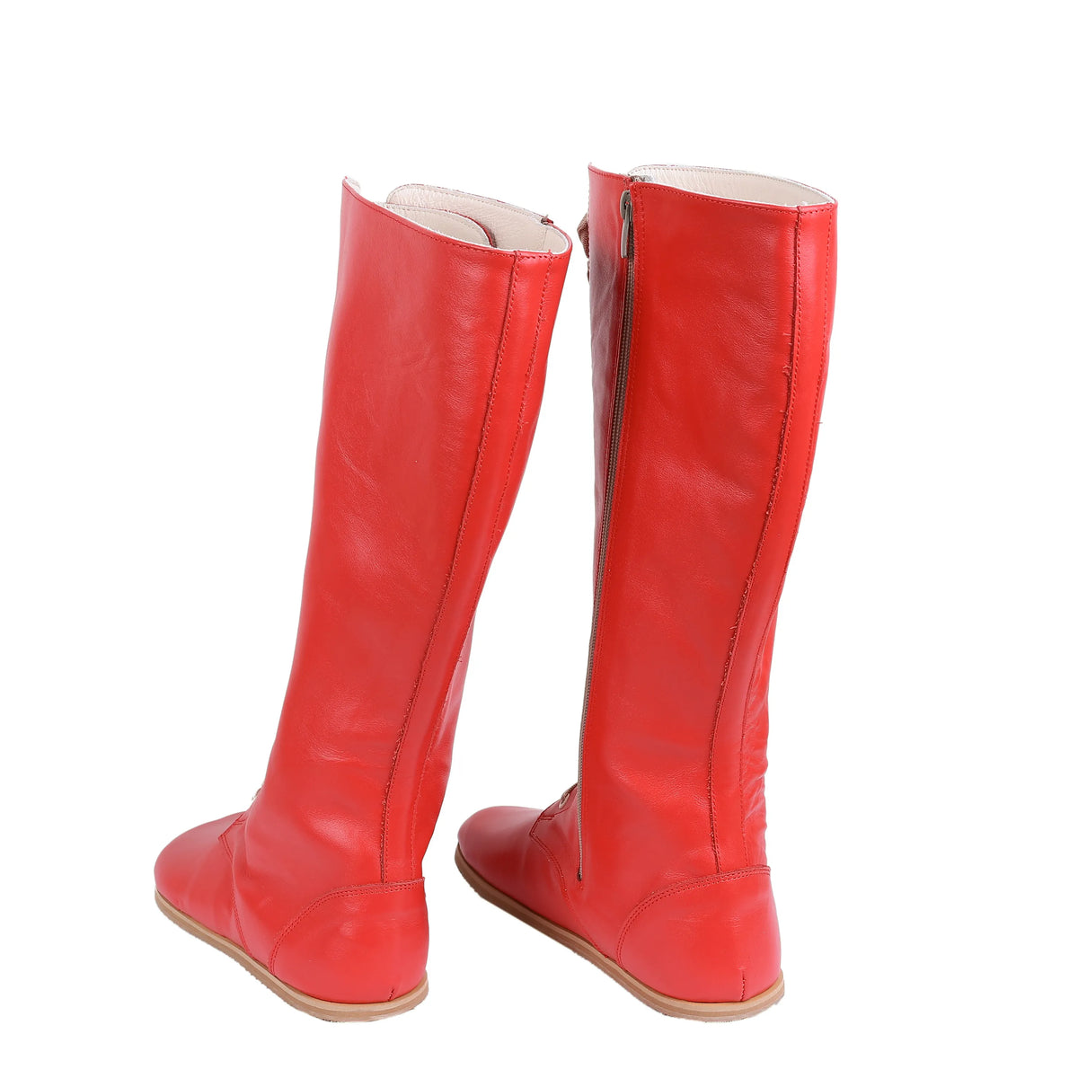 Smooth Barefoot Laces Knee Boots Shoes – Eva Outsole – Red