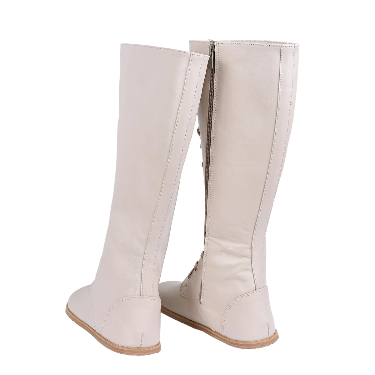 Smooth Barefoot Laces Knee Boots Shoes – Eva Outsole – Cream