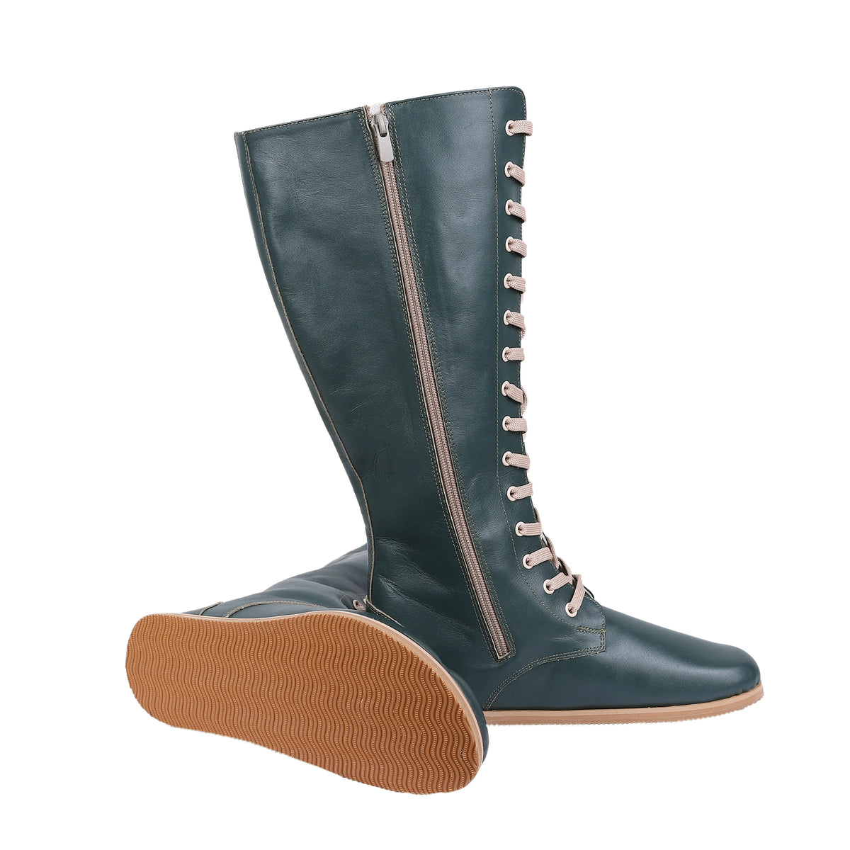 Smooth Barefoot Laces Knee Boots Shoes – Eva Outsole – Green