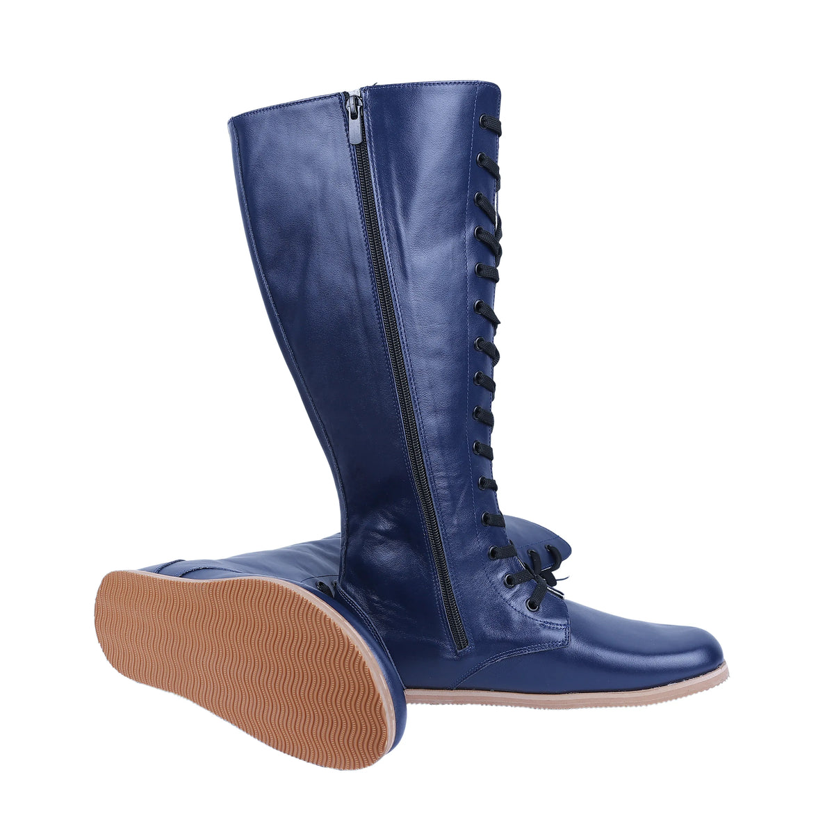 Smooth Barefoot Laces Knee Boots Shoes – Eva Outsole – Navy Blue