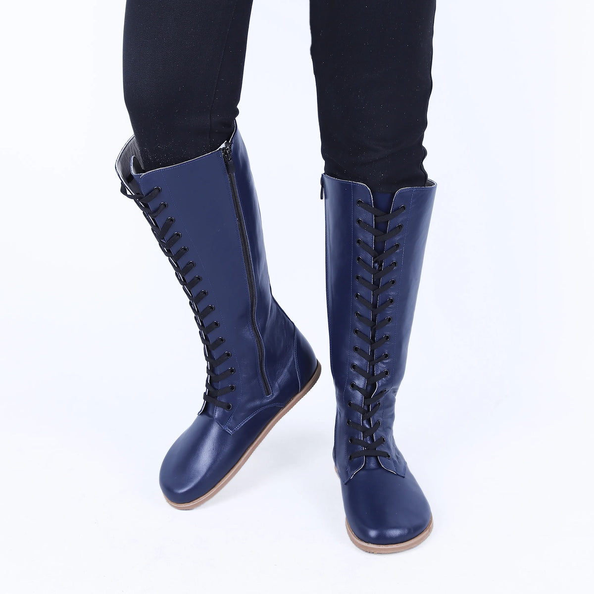 Smooth Barefoot Laces Knee Boots Shoes – Eva Outsole – Navy Blue