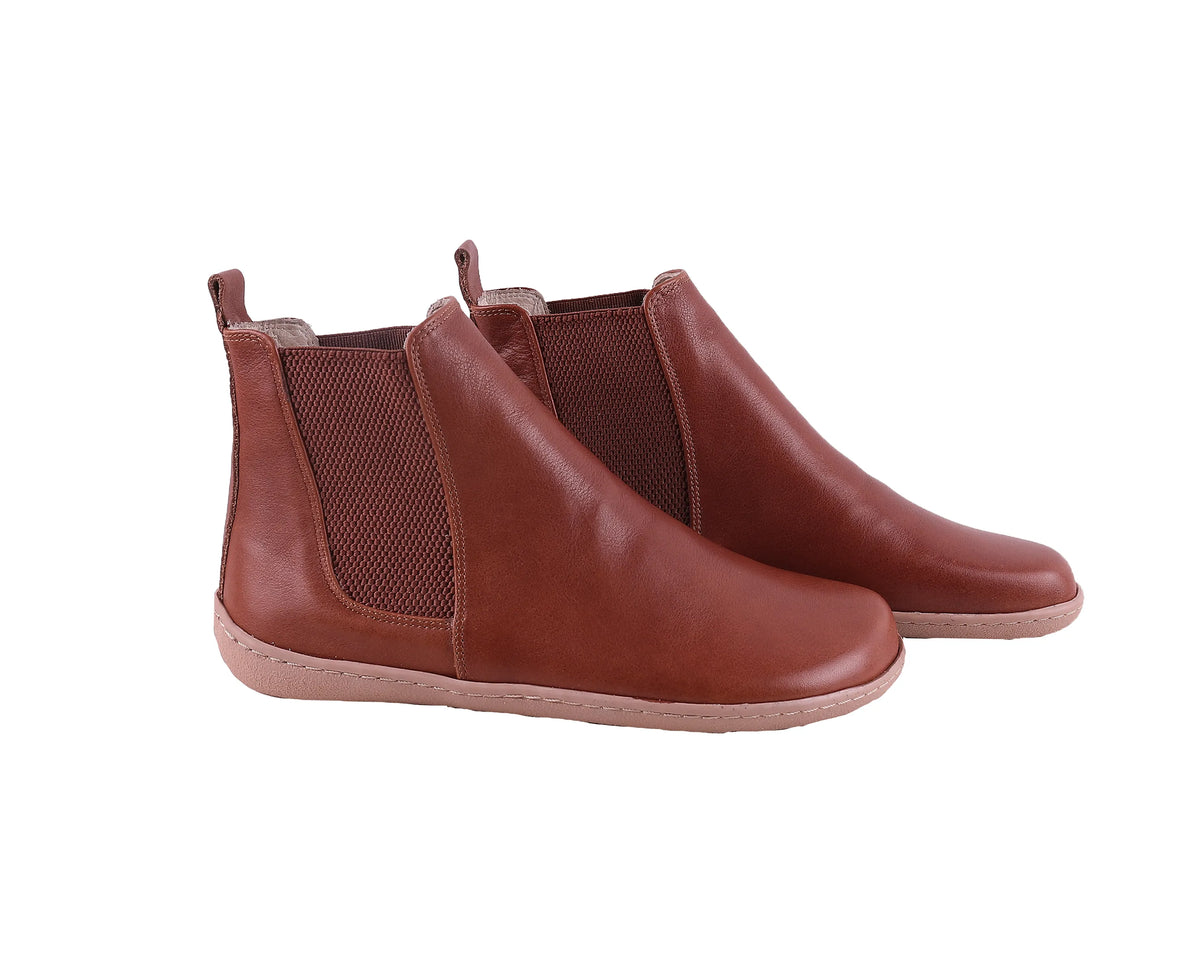 Smooth Barefoot Chelsea Boots Shoes – 6mm Rubber Sole – Brown