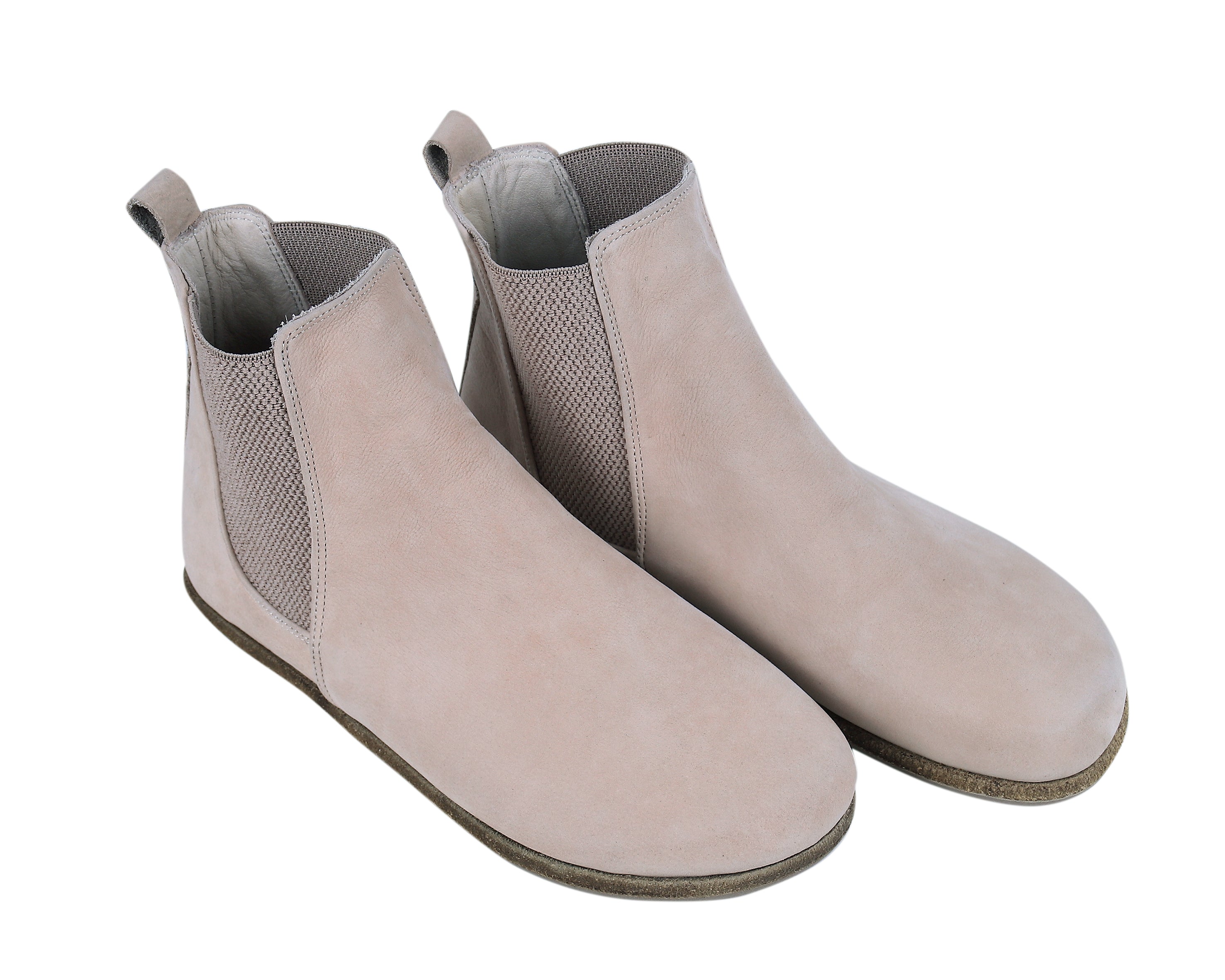 Cream Chelsea Boots Wide Barefoot Nubuck Leather Handmade Shoes