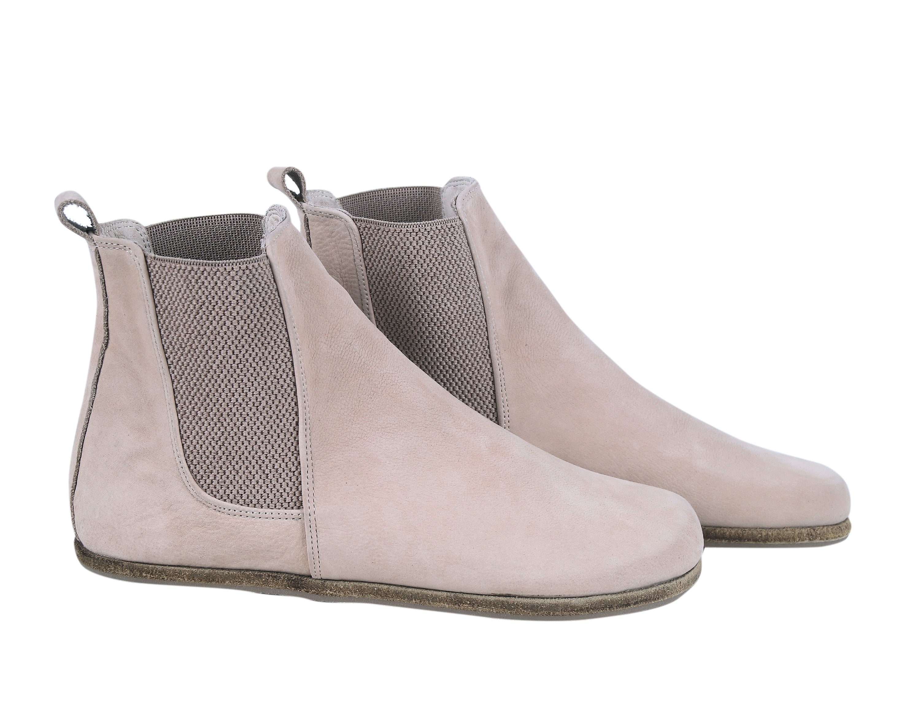 Cream Chelsea Boots Wide Barefoot Nubuck Leather Handmade Shoes 