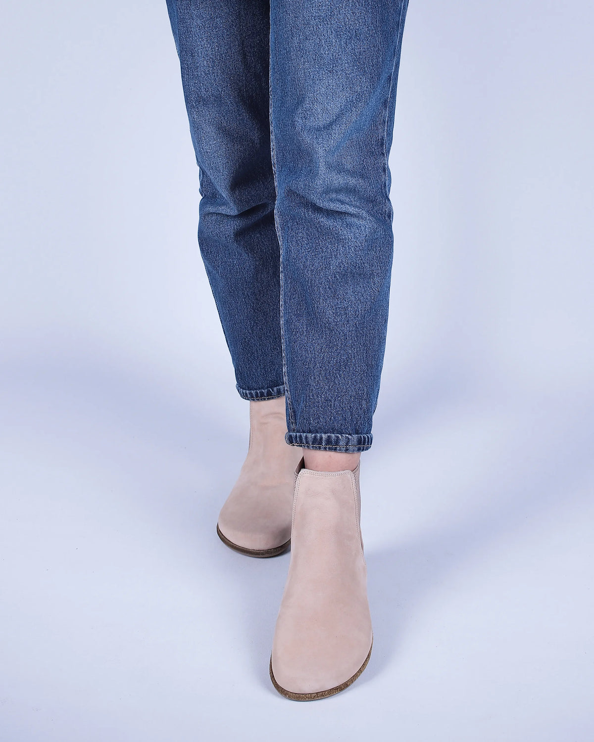 Nubuck Barefoot Chelsea Boots Shoes – Classic Sole — Leather Sole – Cream