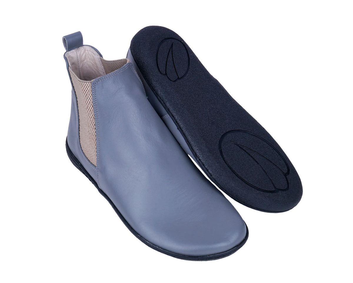 Smooth Barefoot Chelsea Boots Shoes – 6mm Rubber Sole – Gray