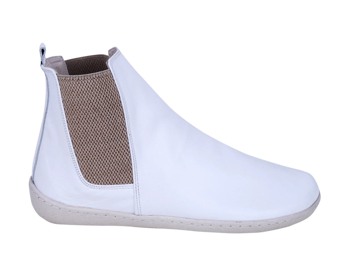 Smooth Barefoot Chelsea Boots Shoes – 6mm Rubber Sole – White