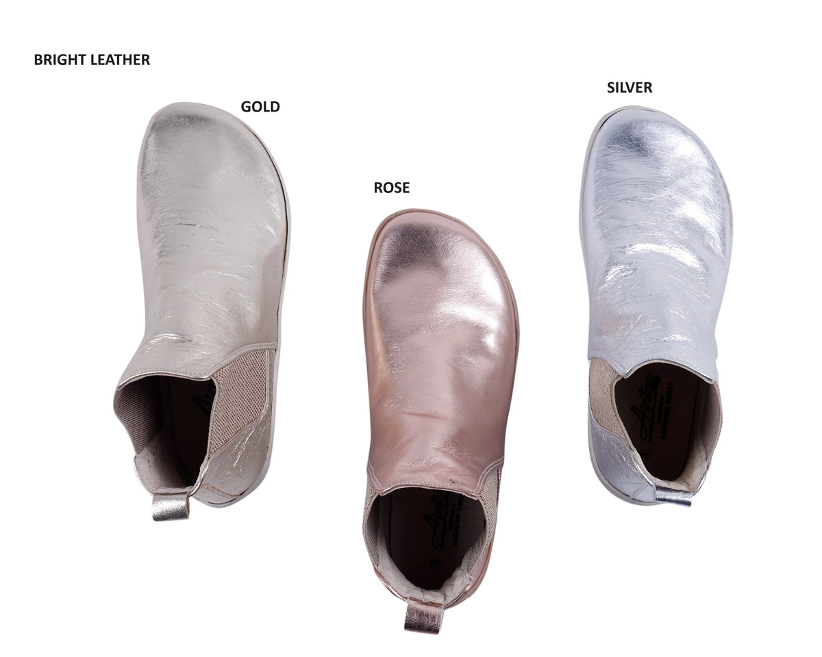 Bright Barefoot Chelsea Boots Shoes – 6mm Rubber Sole – Silver