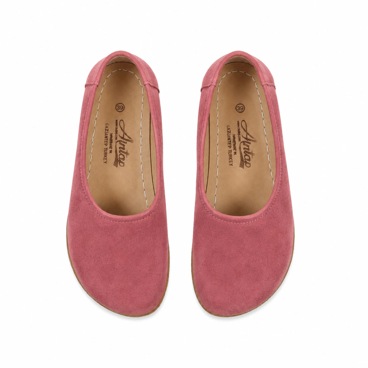 Suede Barefoot Ballet Shoes – Classic Sole — Leather Sole – Candy Pink