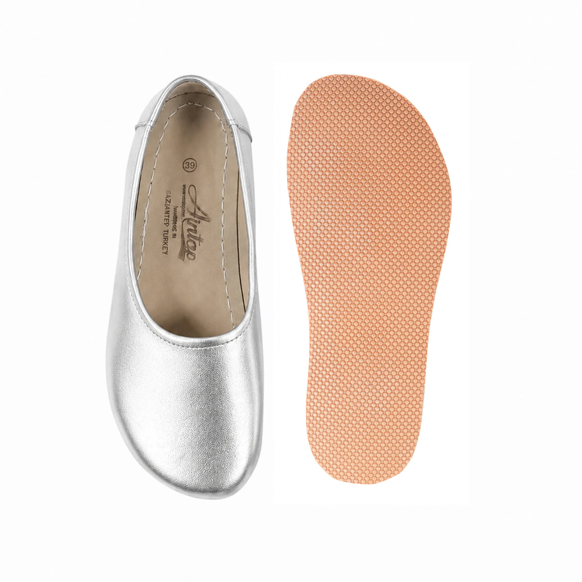 Bright Barefoot Ballet Shoes – Rubber Sole - Silver