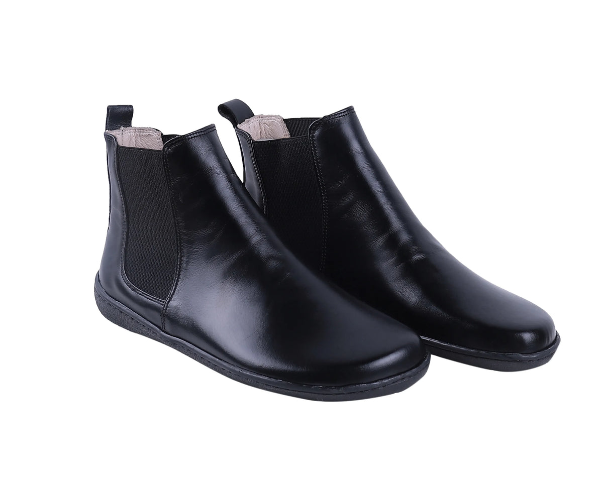 Smooth Barefoot Chelsea Boots Shoes – 6mm Rubber Sole – Black