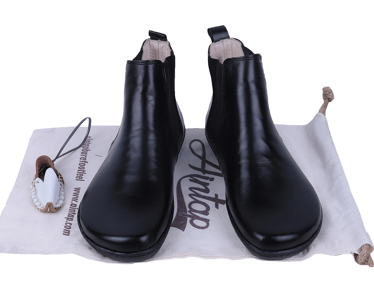 Smooth Barefoot Chelsea Boots Shoes – 6mm Rubber Sole – Black