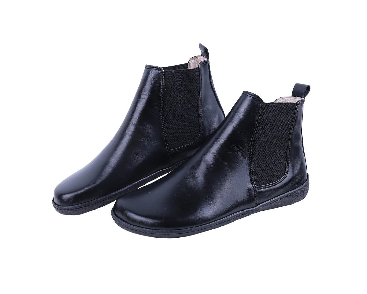 Smooth Barefoot Chelsea Boots Shoes – 6mm Rubber Sole – Black