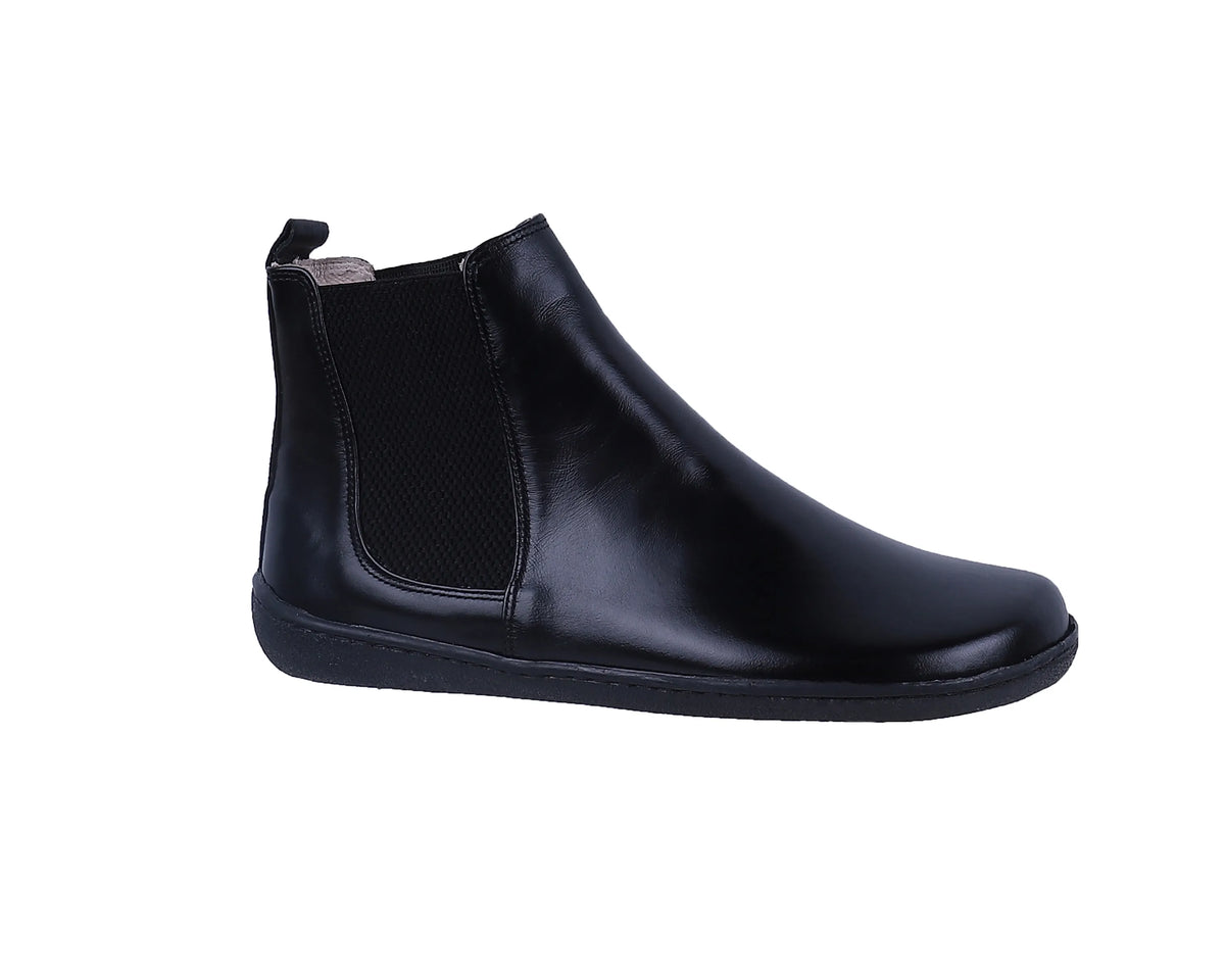 Smooth Barefoot Chelsea Boots Shoes – 6mm Rubber Sole – Black