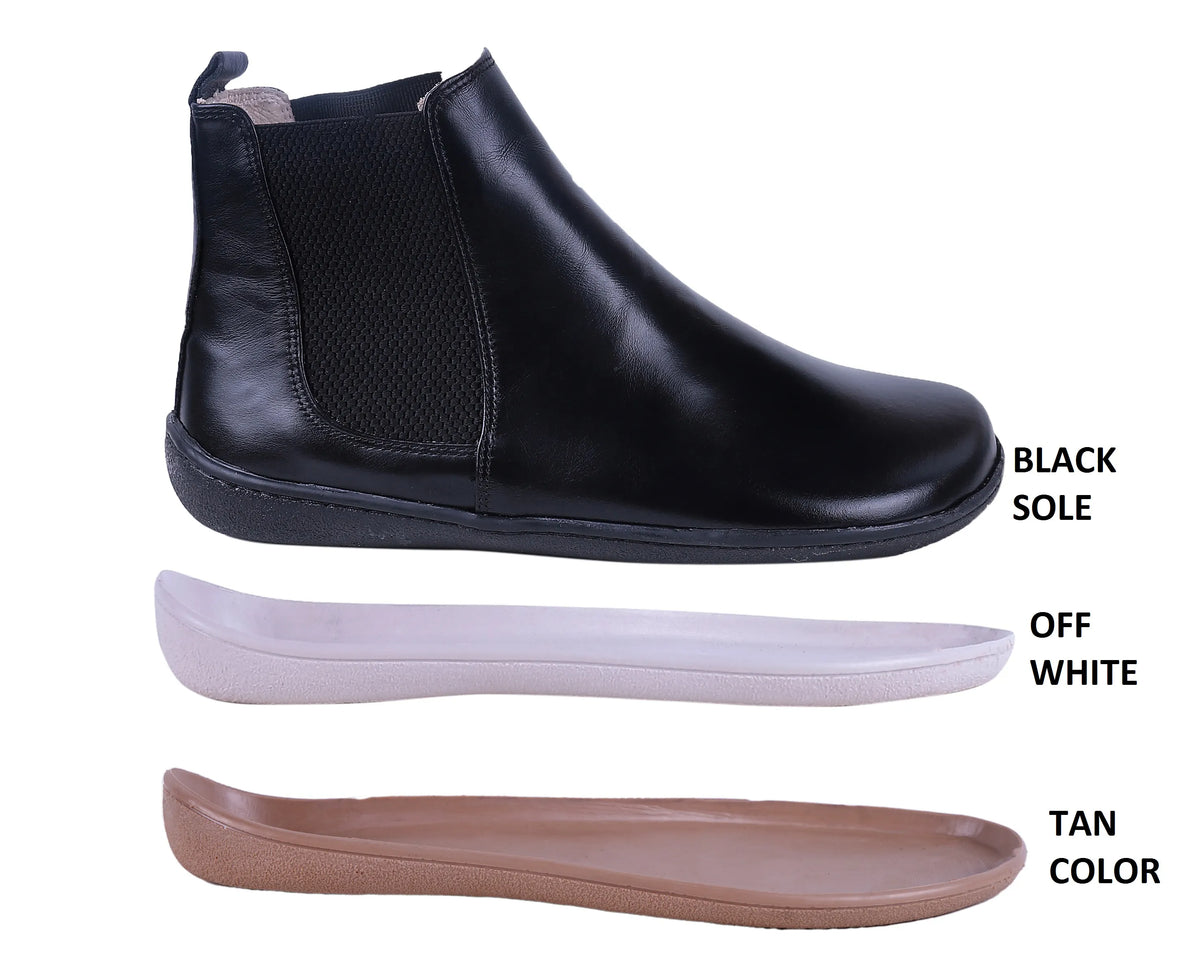 Smooth Barefoot Chelsea Boots Shoes – 6mm Rubber Sole – Black