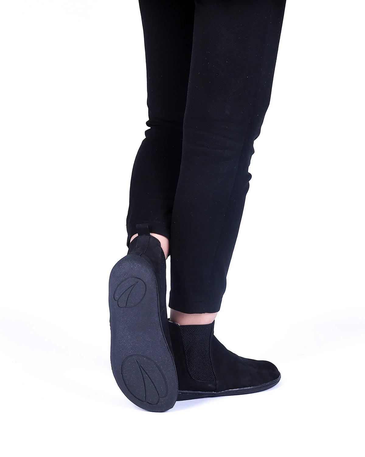 Nubuck Barefoot Chelsea Boots Shoes – 6mm Rubber Sole – Black