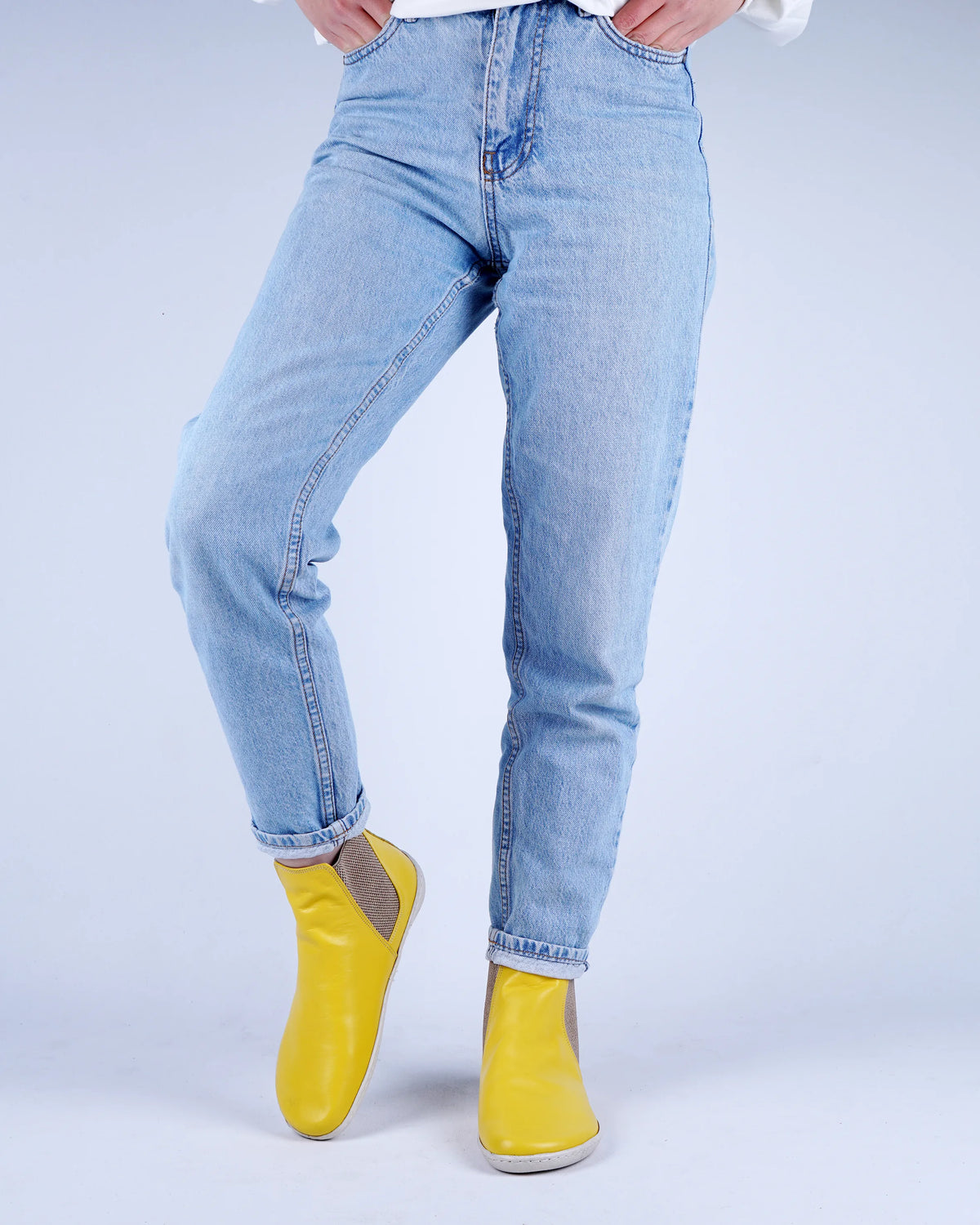 Smooth Barefoot Chelsea Boots Shoes – 6mm Rubber Sole – Yellow