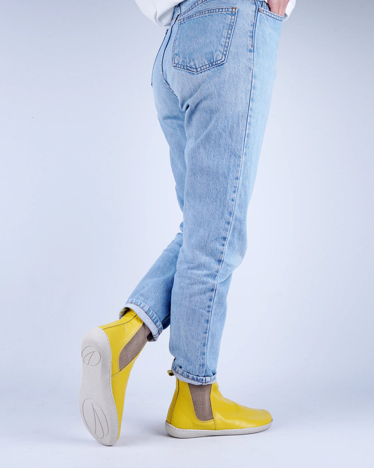 Smooth Barefoot Chelsea Boots Shoes – 6mm Rubber Sole – Yellow
