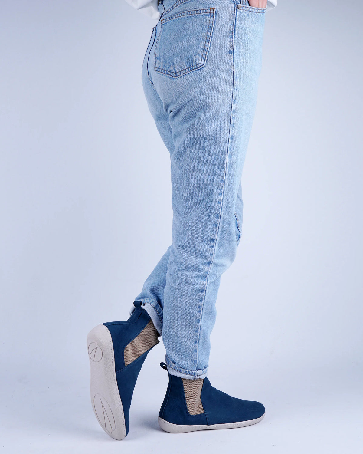 Nubuck Barefoot Chelsea Boots Shoes – 6mm Rubber Sole – Jeans