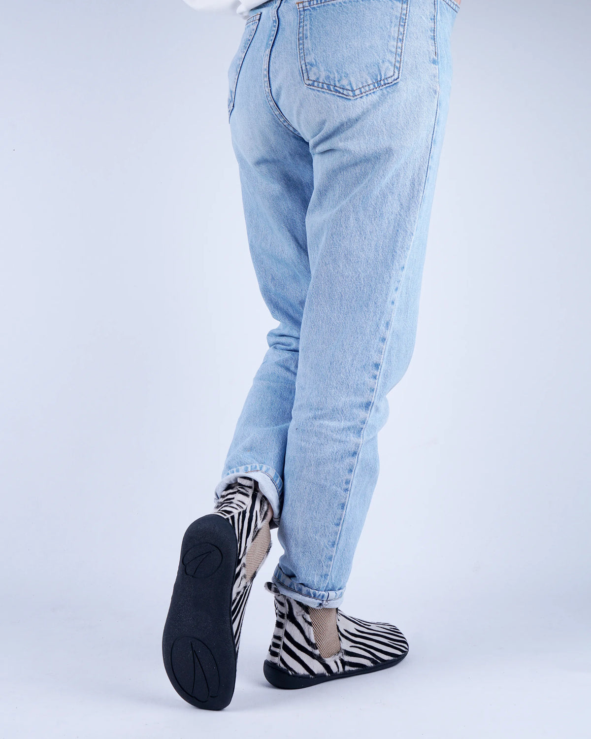 Hair Barefoot Ankle Boots Shoes – 6mm Rubber Sole – Zebra