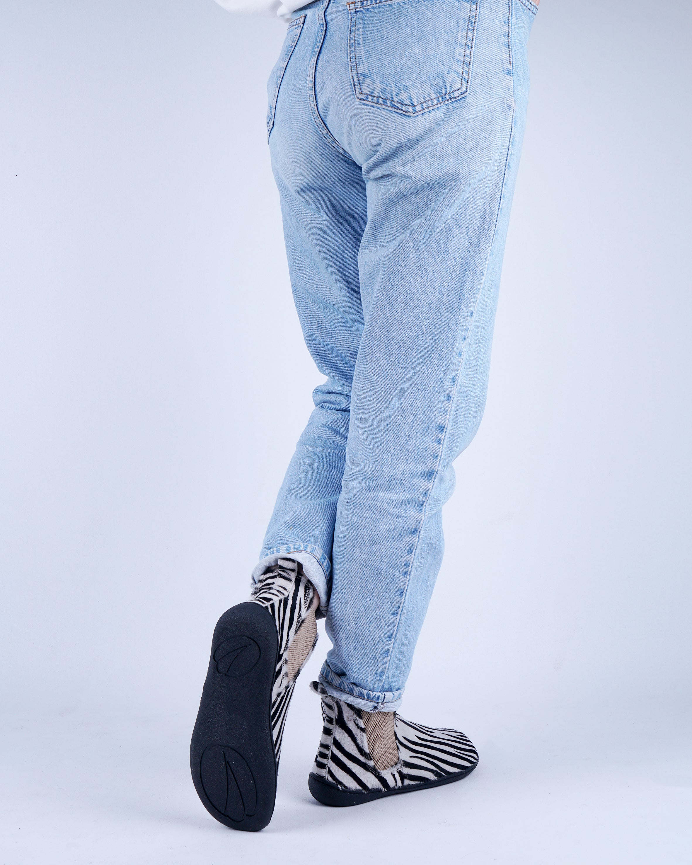 Zebra Chelsea Boots Wide Barefoot Shoes Smooth Leather Handmade 6mm Rubber Outsole 