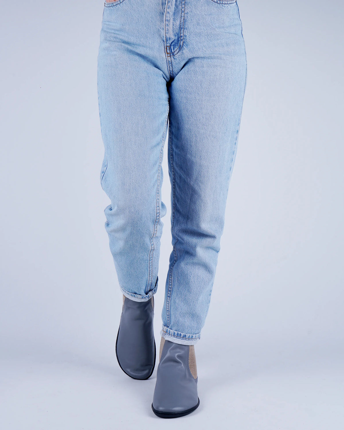 Smooth Barefoot Chelsea Boots Shoes – 6mm Rubber Sole – Gray