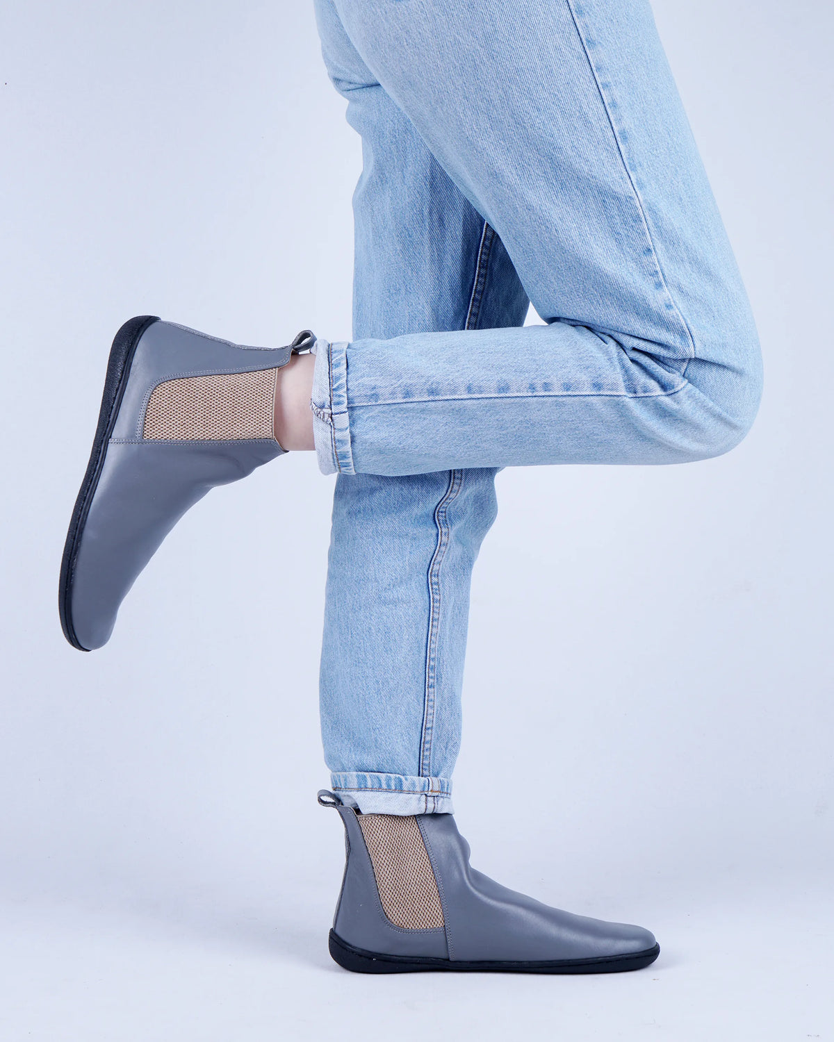 Smooth Barefoot Chelsea Boots Shoes – 6mm Rubber Sole – Gray